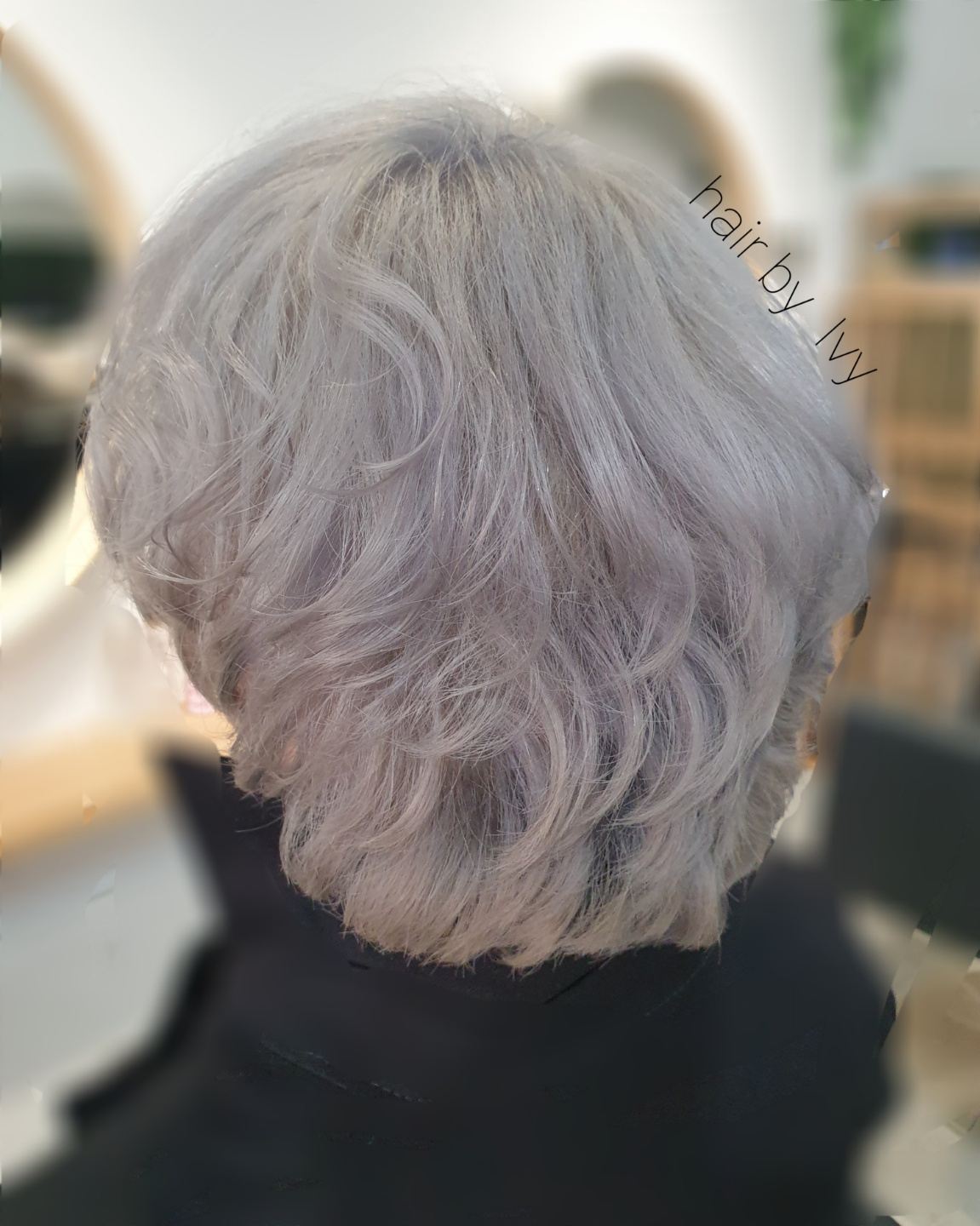 Silver grey colour on short hair